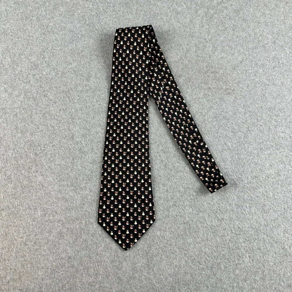 Vintage Ferragamo Snowman Christmas Silk Tie Italy Holiday Novelty 57x3.75